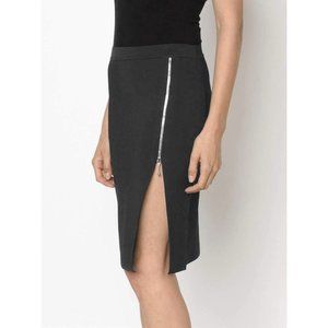 Alexander Wang High Waisted Zip Slit Split Stretch Pencil Knee Length Skirt